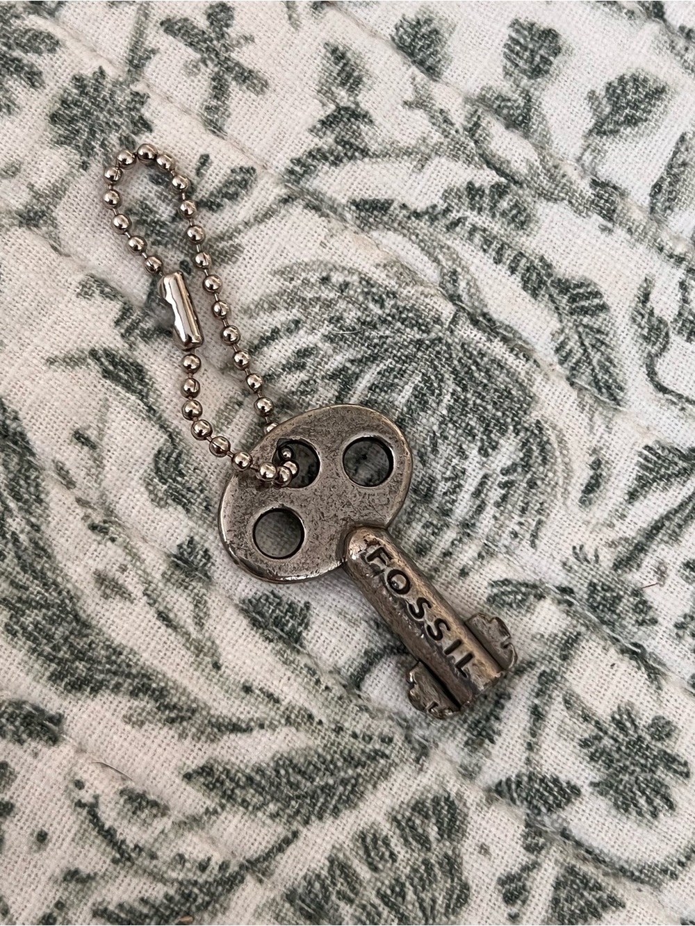 Fossil Silver Key Charm